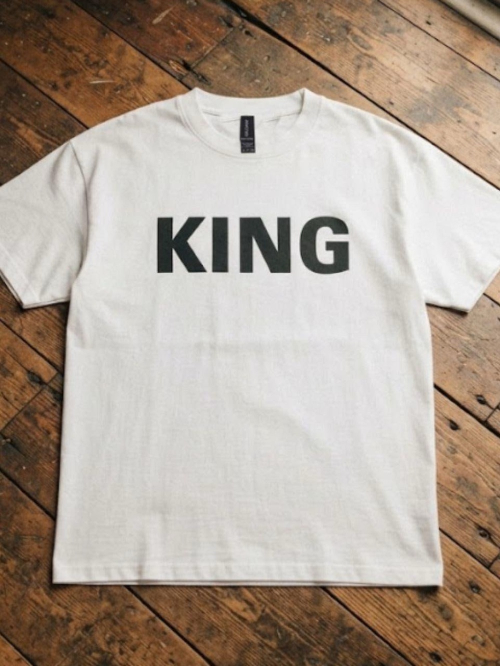 Gildan White Short-Sleeve Tee with Black KING Print